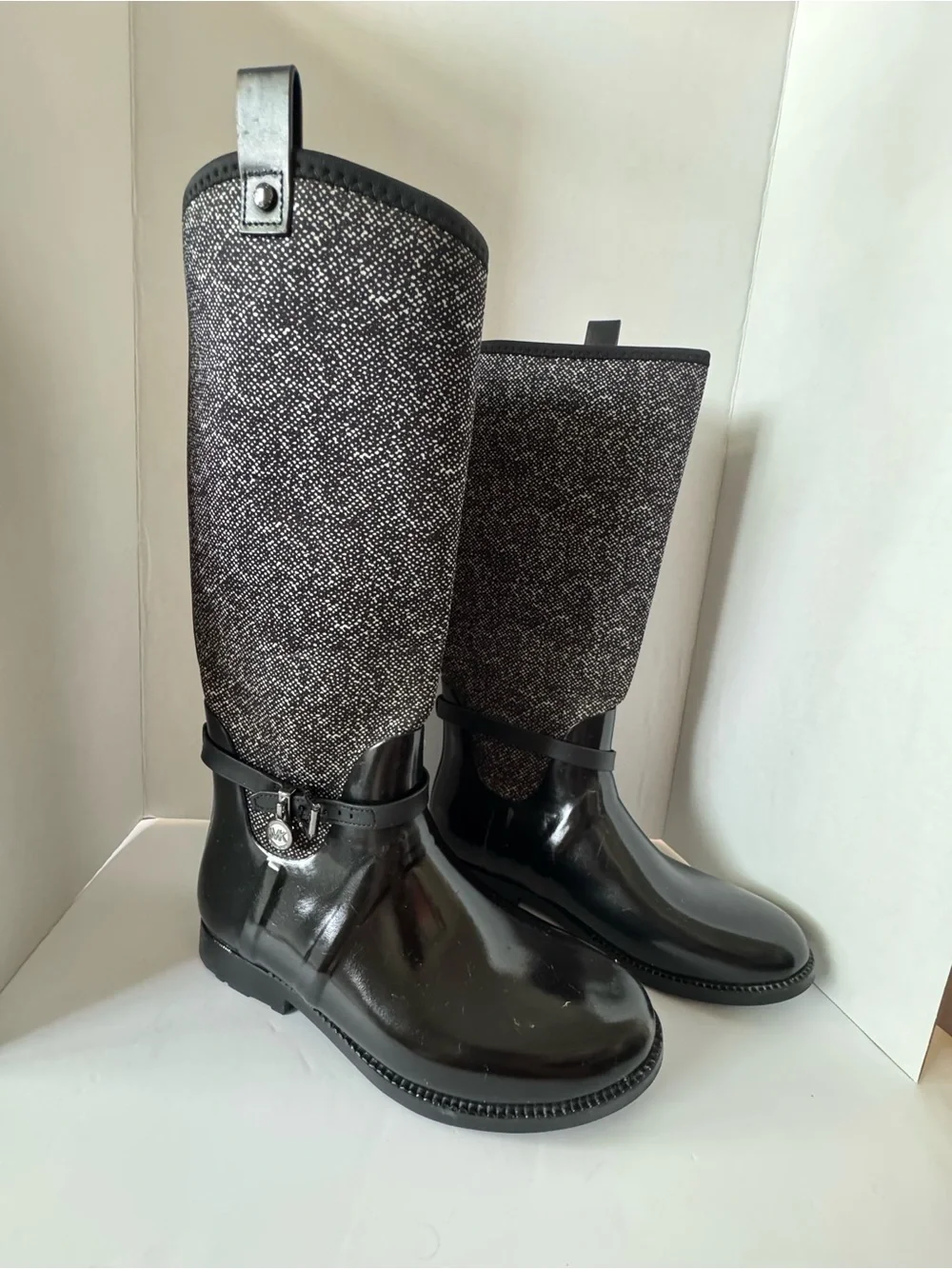 MICHAEL KORS Black Waterproof Rubber Knee High Rain Boots Women's Size 10